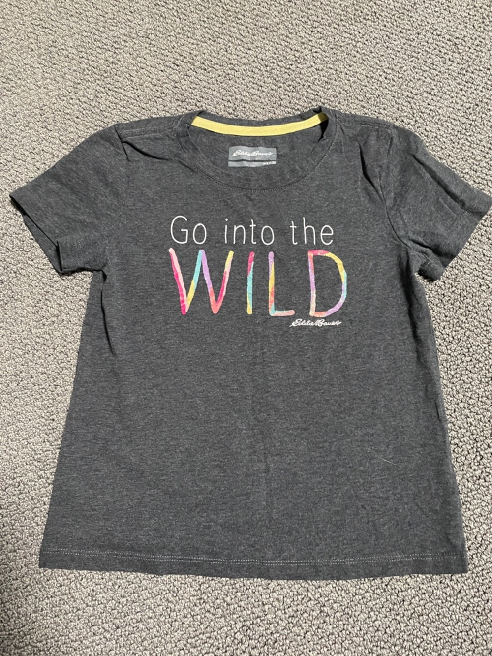 Eddie Bauer Kids Charcoal Tee with Multicolor WILD Graphic